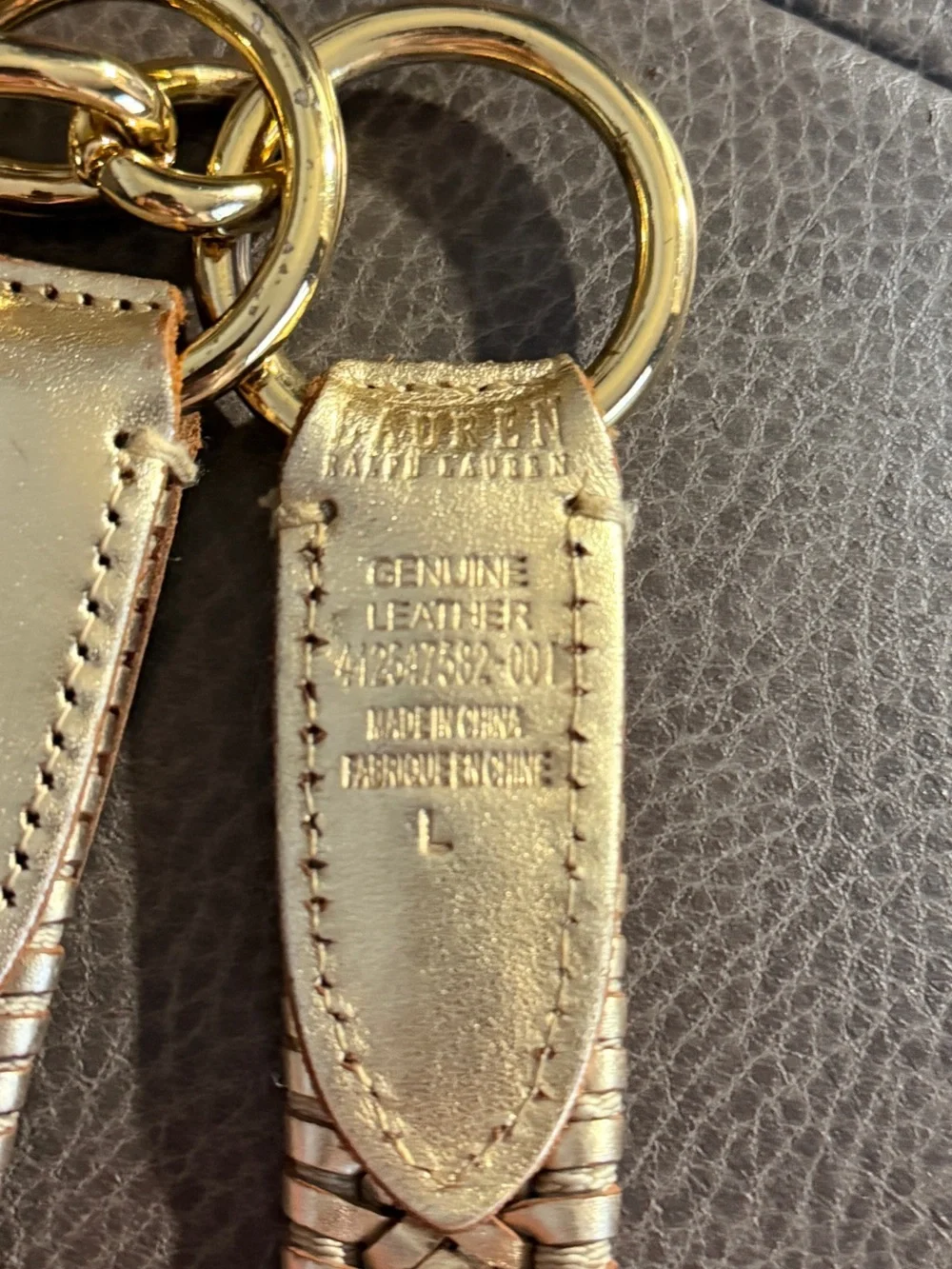 Ralph Lauren Gold-Tone Toggle Charm with Brown Leather Strap